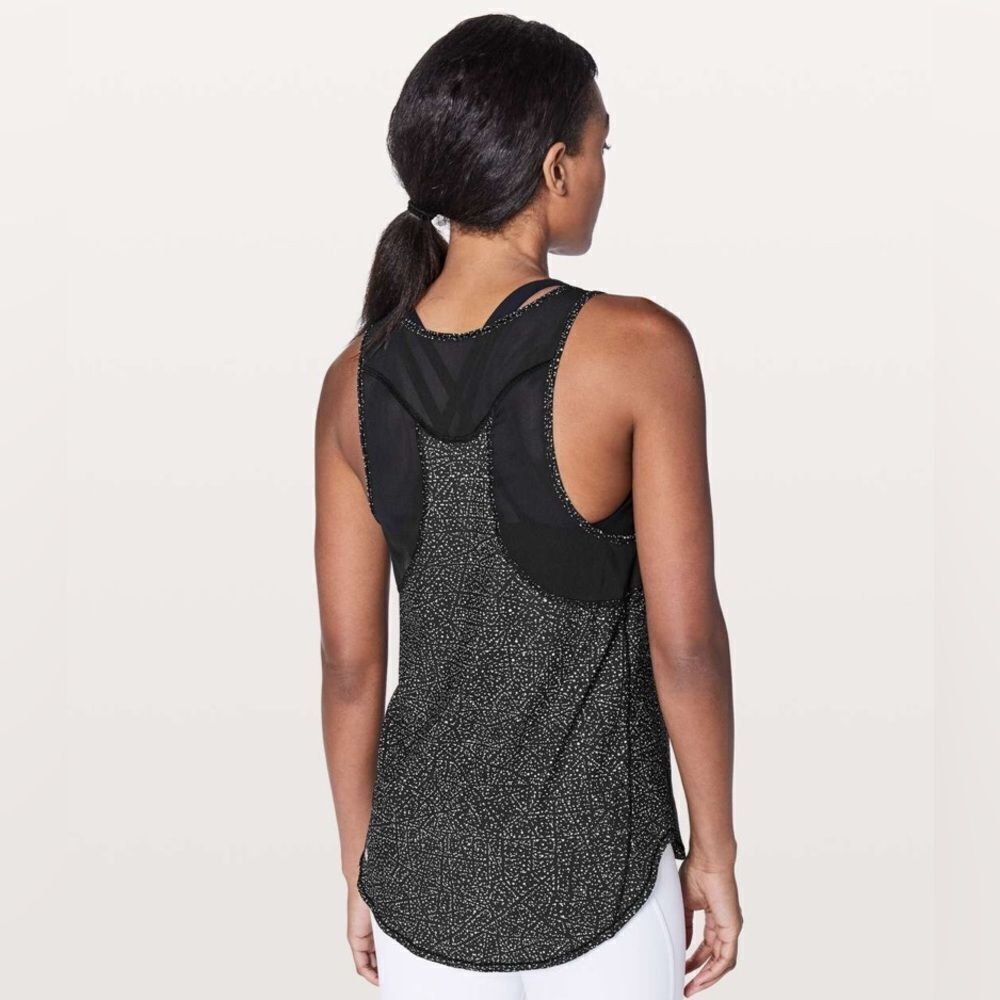 Lululemon Black Speckled Tank Withmesh Detail Size 6